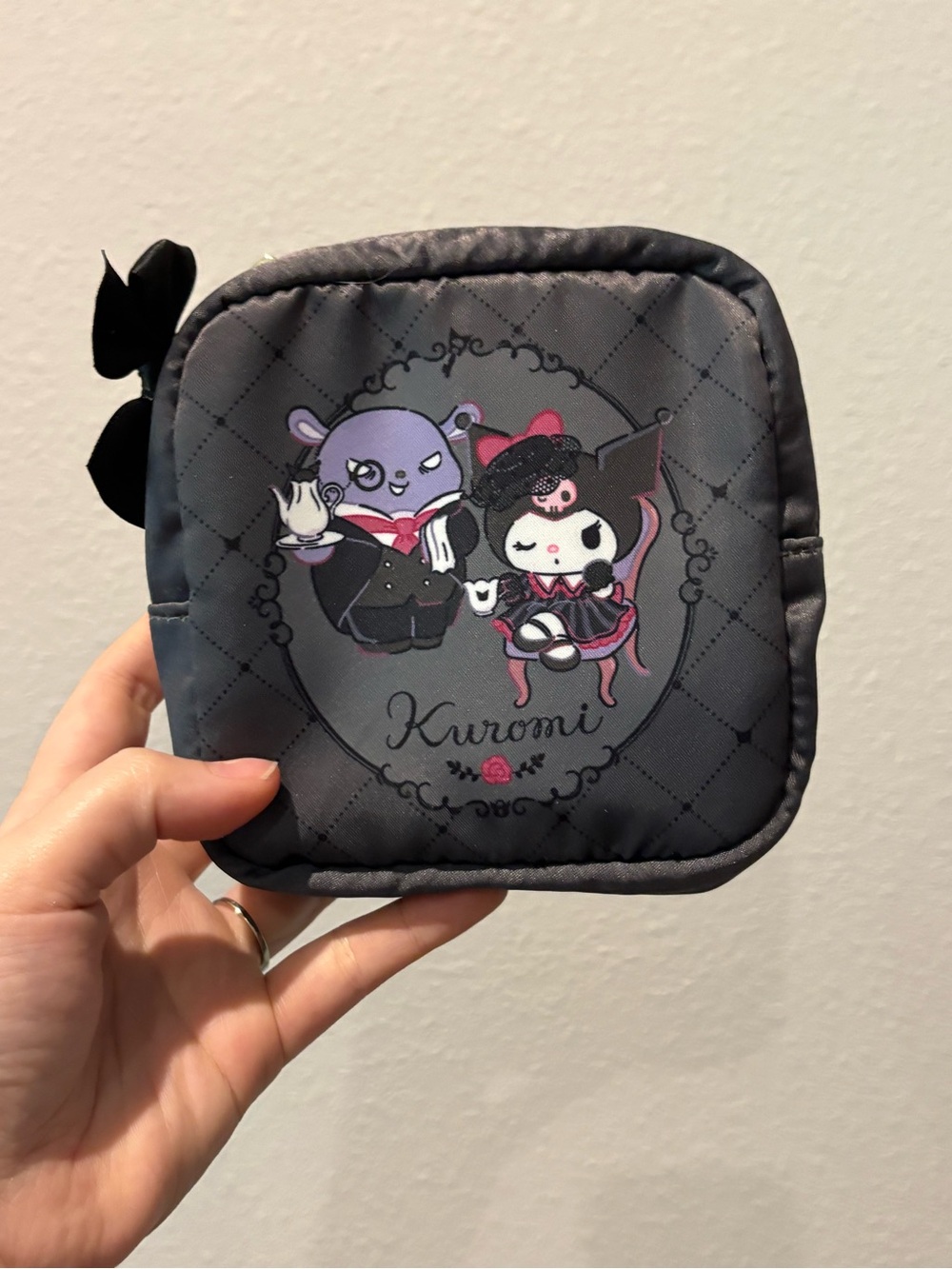Sanrio Kuromi Dark Gray Pouch with Pink Details